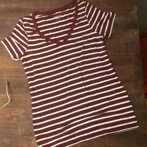 Maroon and white striped tee